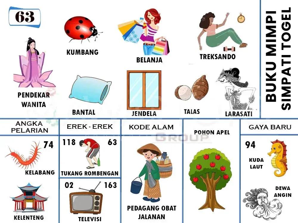 PENDEKAR WANITA, KUMBANG, BANTAL, BELANJA, JENDELA, TALAS, TREKSANDO, LARASATI, KELABANG, KELENTENG, TUKANG ROMBENGAN, TELEVISI, PEDANGANG OBAT JALANAN, POHON APEL, KUDA LAUT, DEWA ANGIN
